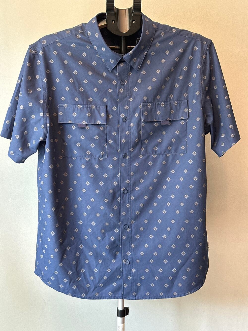 Voyager Button Down Shirt Mens Large Blue Compass Print Gorpcore‎ Streetwear